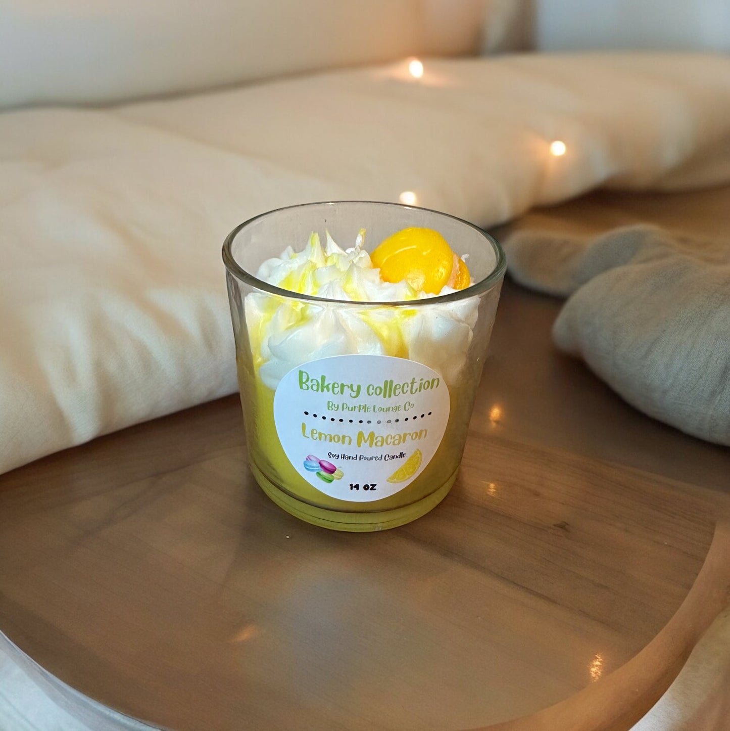 Lemon macaron candle